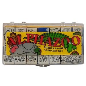 VTG 80s Rubber Stampede Alphazoo Stamp Set 28 Pc Animal Letters Alphabet Foam